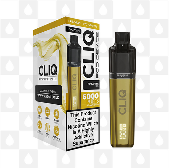 Avomi Cliq 6000 Puff Pod Kit, Flavour: Pineapple Ice, Nicotine Strength: 20mg • 2%