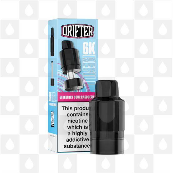 Blueberry Sour Raspberry | Drifter Bar 6000 Replacement Pods, Strength & Puff Count: 20mg • 6000 Puffs • V2