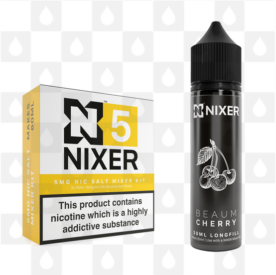 Cherry by Beaum x Nixer E Liquid | 60ml Long Fill, Nicotine Type: Nicotine Salt, Strength & Size: 05mg Salt • 60ml • Inc Shots (50/50)