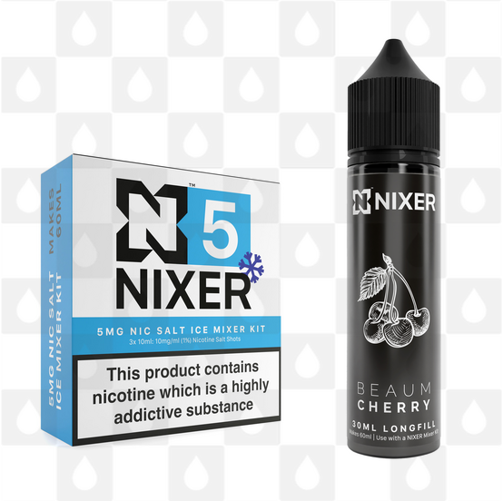 Cherry by Beaum x Nixer E Liquid | 60ml Long Fill, Nicotine Type: Nicotine Salt, Strength & Size: 05mg Ice Salt • 60ml • Inc Shots (50/50)