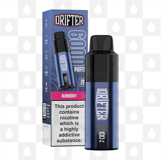 Drifter Bar 6K | Pre-Filled Vape Kit, Battery Type: V2, Strength & Puff Count: 20mg • 6000 Puffs, Flavour: Blueberry