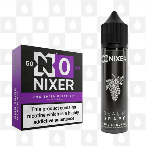 Grape by Beaum x Nixer E Liquid | 60ml Long Fill, Nicotine Type: Nicotine Free, Strength & Size: 00mg • 60ml • Inc VG/PG Shots (50/50)