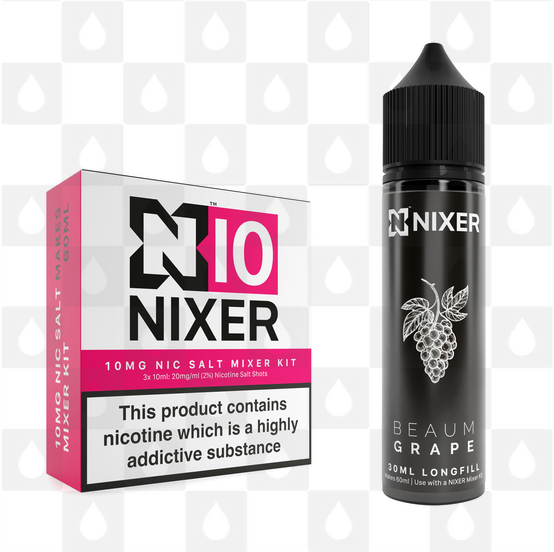 Grape by Beaum x Nixer E Liquid | 60ml Long Fill, Nicotine Type: Nicotine Salt, Strength & Size: 10mg Salt • 60ml • Inc Shots (50/50)