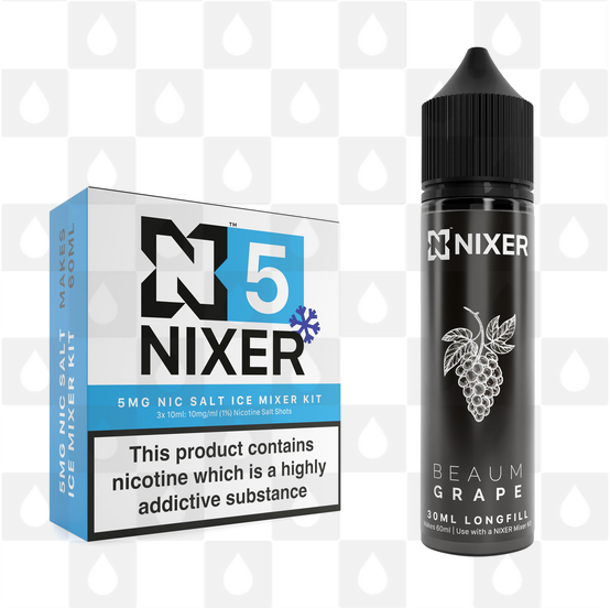 Grape by Beaum x Nixer E Liquid | 60ml Long Fill, Nicotine Type: Nicotine Salt, Strength & Size: 05mg Ice Salt • 60ml • Inc Shots (50/50)