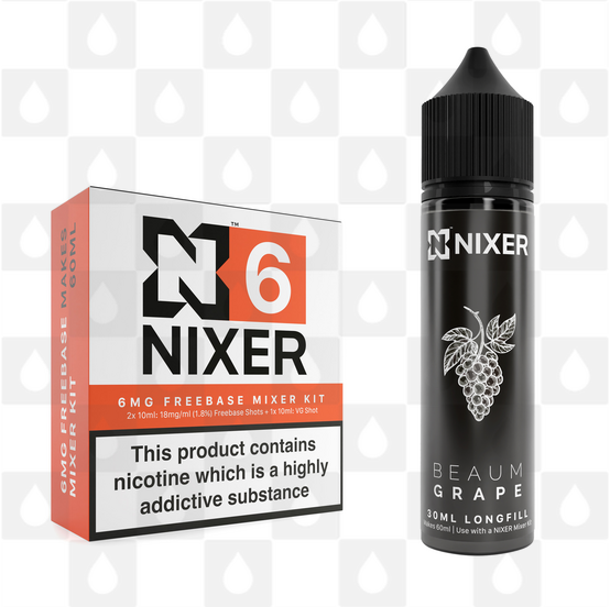 Grape by Beaum x Nixer E Liquid | 60ml Long Fill, Nicotine Type: Regular Nicotine, Strength & Size: 06mg • 60ml • Inc Shots (70/30)