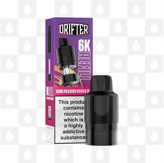 Kiwi Passionfruit Guava Ice | Drifter Bar 6000 Replacement Pods, Strength & Puff Count: 20mg • 6000 Puffs • V2
