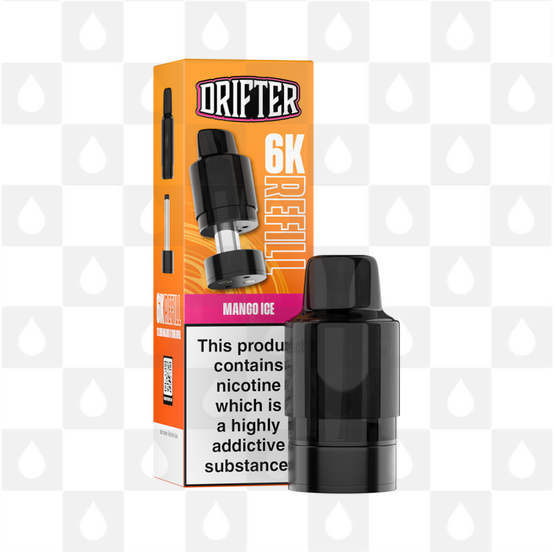 Mango Ice | Drifter Bar 6000 Replacement Pods, Strength & Puff Count: 20mg • 6000 Puffs • V2