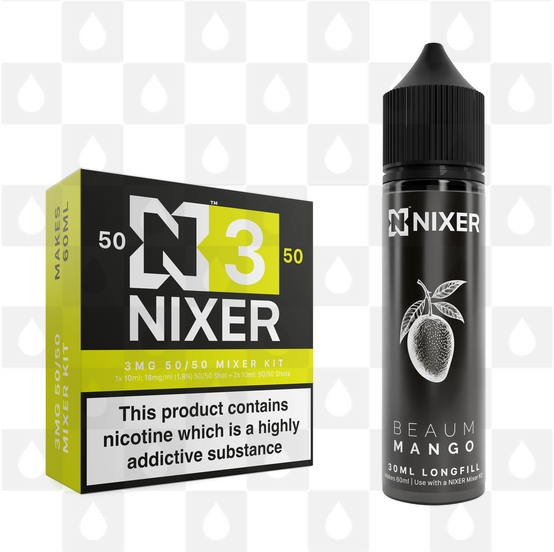 Mango by Beaum x Nixer E Liquid | 60ml Long Fill, Nicotine Type: Regular Nicotine, Strength & Size: 03mg • 60ml • Inc Shots (50/50)