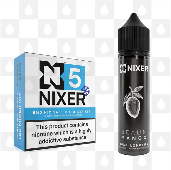 Mango by Beaum x Nixer E Liquid | 60ml Long Fill, Nicotine Type: Nicotine Salt, Strength & Size: 05mg Ice Salt • 60ml • Inc Shots (50/50)