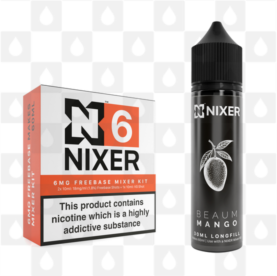 Mango by Beaum x Nixer E Liquid | 60ml Long Fill, Nicotine Type: Regular Nicotine, Strength & Size: 06mg • 60ml • Inc Shots (70/30)