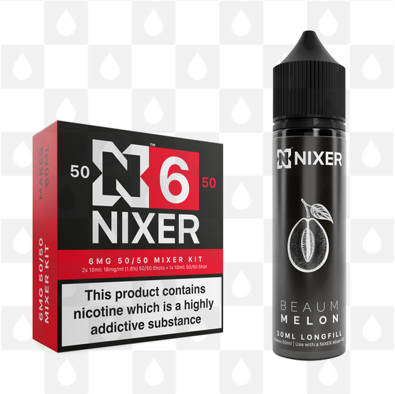 Melon by Beaum x Nixer E Liquid | 60ml Long Fill, Nicotine Type: Regular Nicotine, Strength & Size: 06mg • 60ml • Inc Shots (50/50)