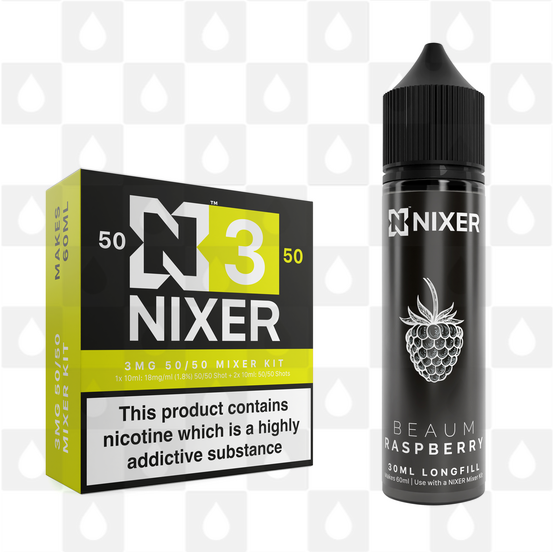 Raspberry by Beaum x Nixer E Liquid | 60ml Long Fill, Nicotine Type: Regular Nicotine, Strength & Size: 03mg • 60ml • Inc Shots (50/50)