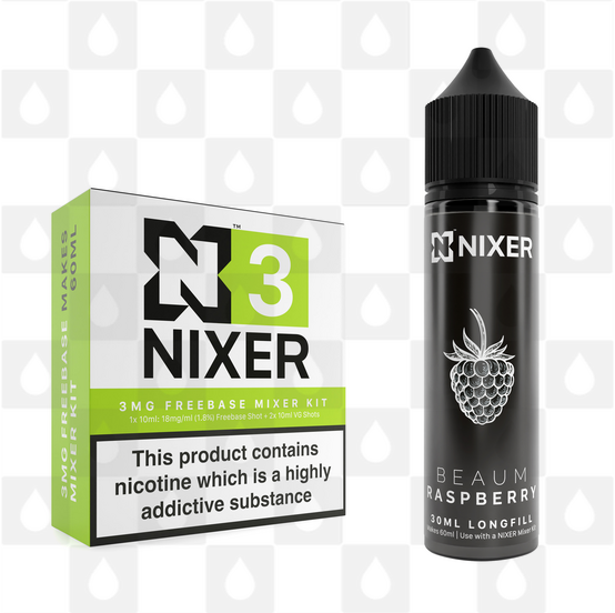 Raspberry by Beaum x Nixer E Liquid | 60ml Long Fill, Nicotine Type: Regular Nicotine, Strength & Size: 03mg • 60ml • Inc Shots (70/30)