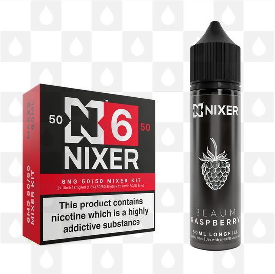 Raspberry by Beaum x Nixer E Liquid | 60ml Long Fill, Nicotine Type: Regular Nicotine, Strength & Size: 06mg • 60ml • Inc Shots (50/50)