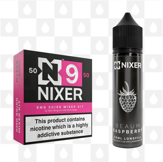Raspberry by Beaum x Nixer E Liquid | 60ml Long Fill, Nicotine Type: Regular Nicotine, Strength & Size: 09mg • 60ml • Inc Shots (50/50)