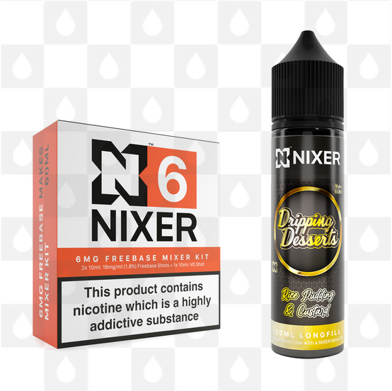 Rice Pudding & Custard by Dripping Desserts x Nixer E Liquid | 60ml Long Fill, Nicotine Type: Regular Nicotine, Strength & Size: 06mg • 60ml • Inc Shots (70/30)
