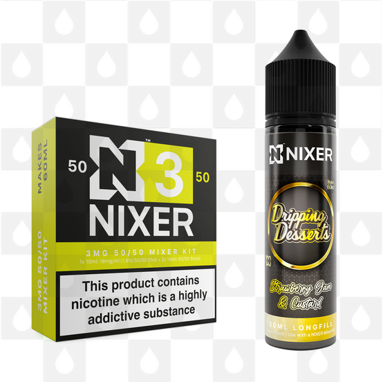Strawberry Jam & Custard by Dripping Desserts x Nixer E Liquid | 60ml Long Fill, Nicotine Type: Regular Nicotine, Strength & Size: 03mg • 60ml • Inc Shots (50/50)