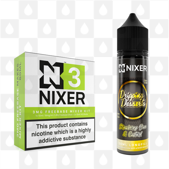 Strawberry Jam & Custard by Dripping Desserts x Nixer E Liquid | 60ml Long Fill, Nicotine Type: Regular Nicotine, Strength & Size: 03mg • 60ml • Inc Shots (70/30)