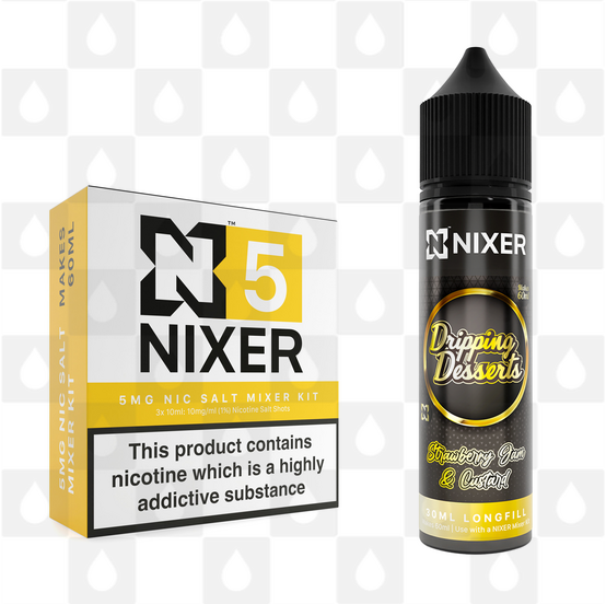 Strawberry Jam & Custard by Dripping Desserts x Nixer E Liquid | 60ml Long Fill, Nicotine Type: Nicotine Salt, Strength & Size: 05mg Salt • 60ml • Inc Shots (50/50)