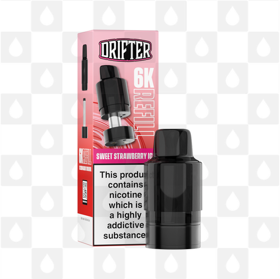 Sweet Strawberry Ice | Drifter Bar 6000 Replacement Pods, Strength & Puff Count: 20mg • 6000 Puffs • V2