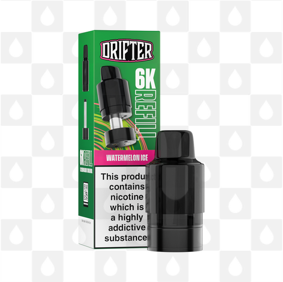 Watermelon Ice | Drifter Bar 6000 Replacement Pods, Strength & Puff Count: 20mg • 6000 Puffs • V2