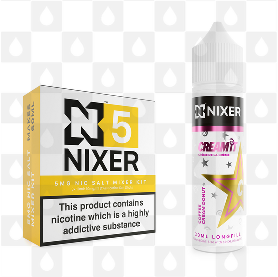 Coffee Cream Doughnut by Cream It x Nixer E Liquid | 60ml Long Fill, Nicotine Type: Nicotine Salt, Strength & Size: 05mg Salt • 60ml • Inc Shots (50/50)