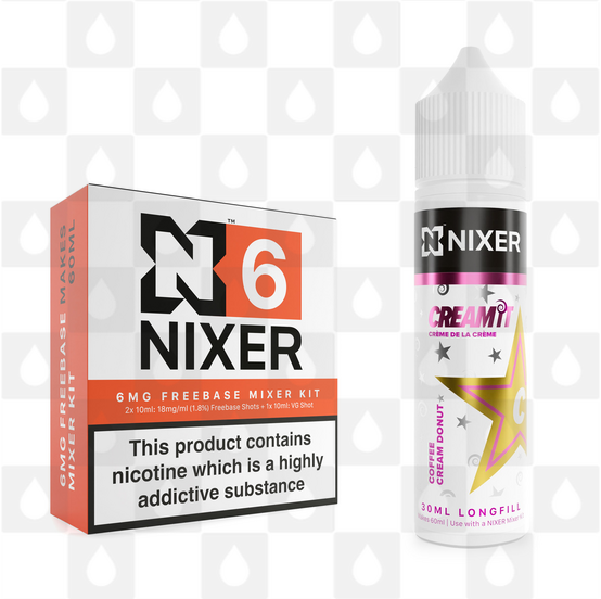 Coffee Cream Doughnut by Cream It x Nixer E Liquid | 60ml Long Fill, Nicotine Type: Regular Nicotine, Strength & Size: 06mg • 60ml • Inc Shots (70/30)