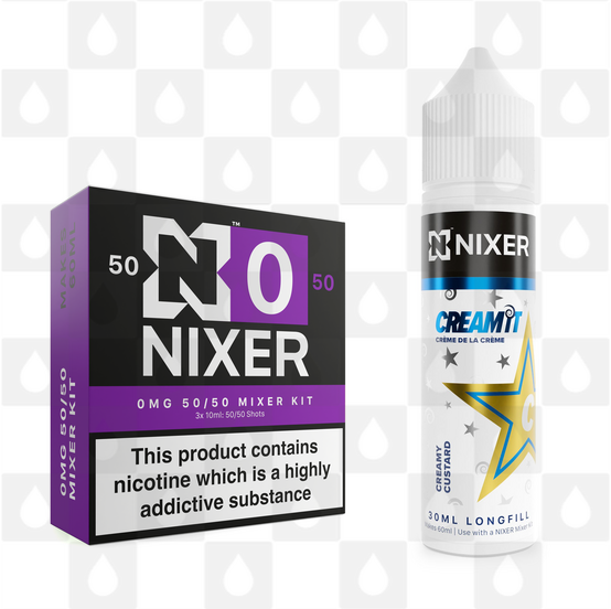 Creamy Custard by Cream It x Nixer E Liquid | 60ml Long Fill, Nicotine Type: Nicotine Free, Strength & Size: 00mg • 60ml • Inc VG/PG Shots (50/50)