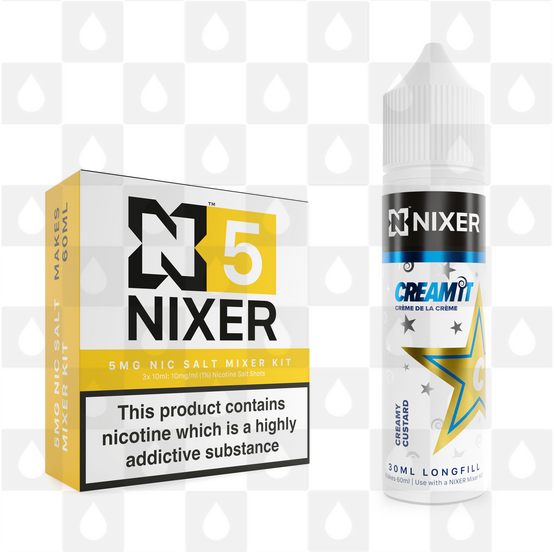 Creamy Custard by Cream It x Nixer E Liquid | 60ml Long Fill, Nicotine Type: Nicotine Salt, Strength & Size: 05mg Salt • 60ml • Inc Shots (50/50)