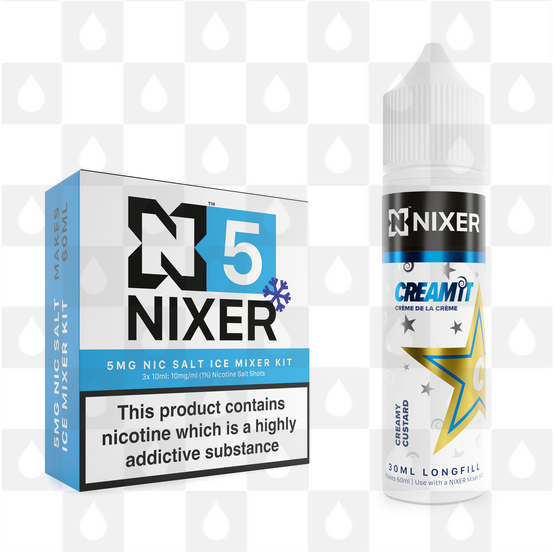 Creamy Custard by Cream It x Nixer E Liquid | 60ml Long Fill, Nicotine Type: Nicotine Salt, Strength & Size: 05mg Ice Salt • 60ml • Inc Shots (50/50)
