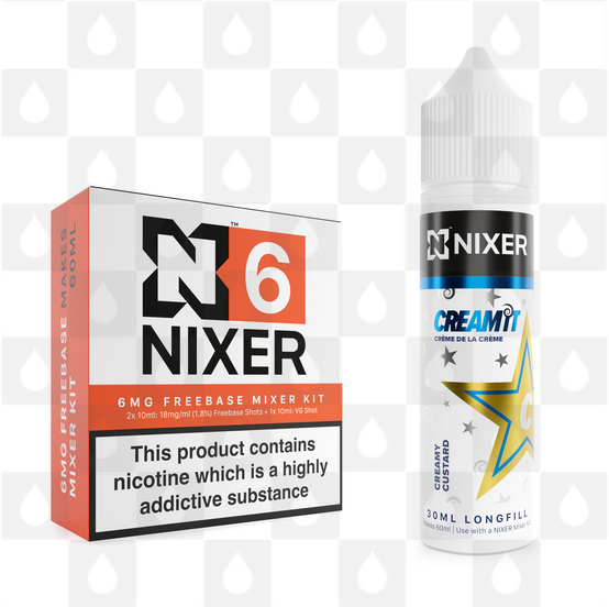 Creamy Custard by Cream It x Nixer E Liquid | 60ml Long Fill, Nicotine Type: Regular Nicotine, Strength & Size: 06mg • 60ml • Inc Shots (70/30)
