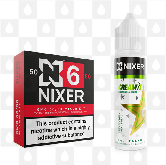 Creamy Milk & Cereal by Cream It x Nixer E Liquid | 60ml Long Fill, Nicotine Type: Regular Nicotine, Strength & Size: 6mg • 60ml • Inc. Shots (50/50)