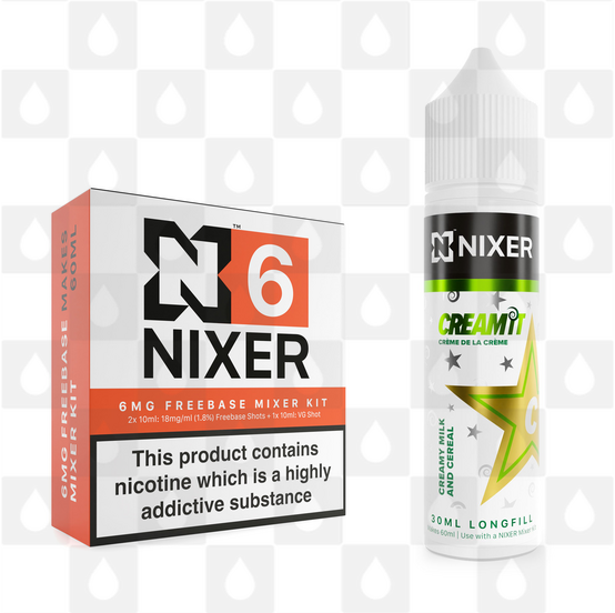 Creamy Milk & Cereal by Cream It x Nixer E Liquid | 60ml Long Fill, Nicotine Type: Regular Nicotine, Strength & Size: 06mg • 60ml • Inc Shots (70/30)