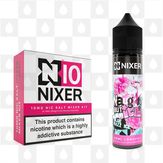 Blue Razz Ice by Naughty Juice x Nixer E Liquid | 60ml Long Fill, Nicotine Type: Nicotine Salt, Strength & Size: 10mg Salt • 60ml • Inc Shots (50/50)