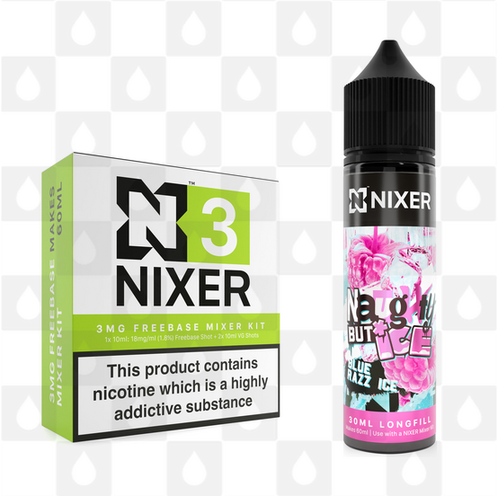 Blue Razz Ice by Naughty Juice x Nixer E Liquid | 60ml Long Fill, Nicotine Type: Regular Nicotine, Strength & Size: 03mg • 60ml • Inc Shots (70/30)