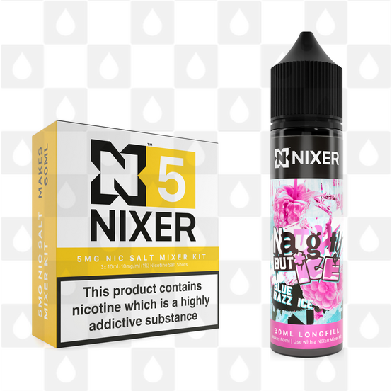 Blue Razz Ice by Naughty Juice x Nixer E Liquid | 60ml Long Fill, Nicotine Type: Nicotine Salt, Strength & Size: 05mg Salt • 60ml • Inc Shots (50/50)