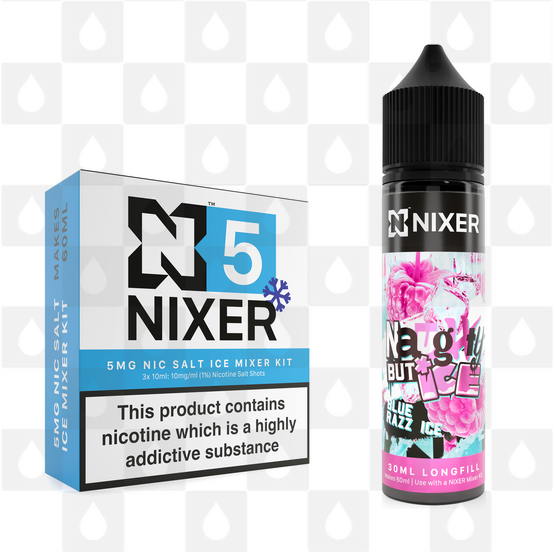 Blue Razz Ice by Naughty Juice x Nixer E Liquid | 60ml Long Fill, Nicotine Type: Nicotine Salt, Strength & Size: 05mg Ice Salt • 60ml • Inc Shots (50/50)