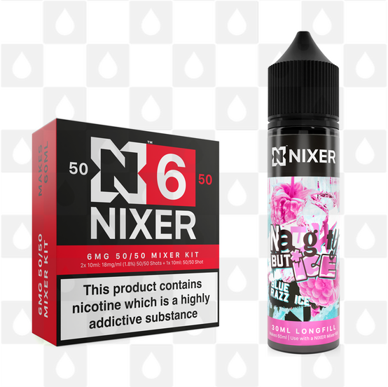 Blue Razz Ice by Naughty Juice x Nixer E Liquid | 60ml Long Fill, Nicotine Type: Regular Nicotine, Strength & Size: 06mg • 60ml • Inc Shots (50/50)