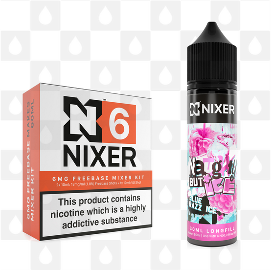 Blue Razz Ice by Naughty Juice x Nixer E Liquid | 60ml Long Fill, Nicotine Type: Regular Nicotine, Strength & Size: 06mg • 60ml • Inc Shots (70/30)