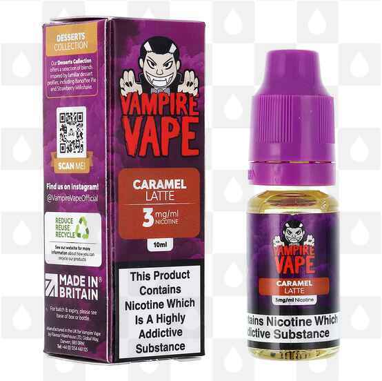 Caramel Latte | Desserts by Vampire Vape E Liquid | 10ml Bottles, Strength & Size: 00mg • 10ml