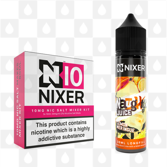 Lemon Meringue by Naughty Juice x Nixer E Liquid | 60ml Long Fill, Nicotine Type: Nicotine Salt, Strength & Size: 10mg Salt • 60ml • Inc Shots (50/50)