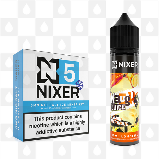 Lemon Meringue by Naughty Juice x Nixer E Liquid | 60ml Long Fill, Nicotine Type: Nicotine Salt, Strength & Size: 05mg Ice Salt • 60ml • Inc Shots (50/50)