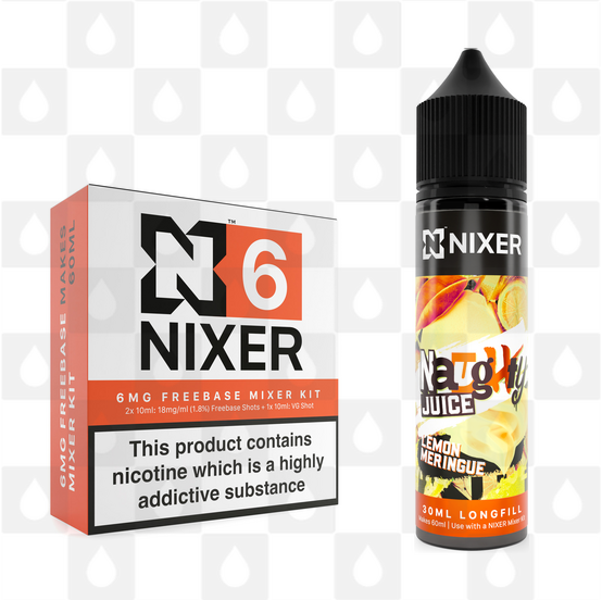 Lemon Meringue by Naughty Juice x Nixer E Liquid | 60ml Long Fill, Nicotine Type: Regular Nicotine, Strength & Size: 06mg • 60ml • Inc Shots (70/30)
