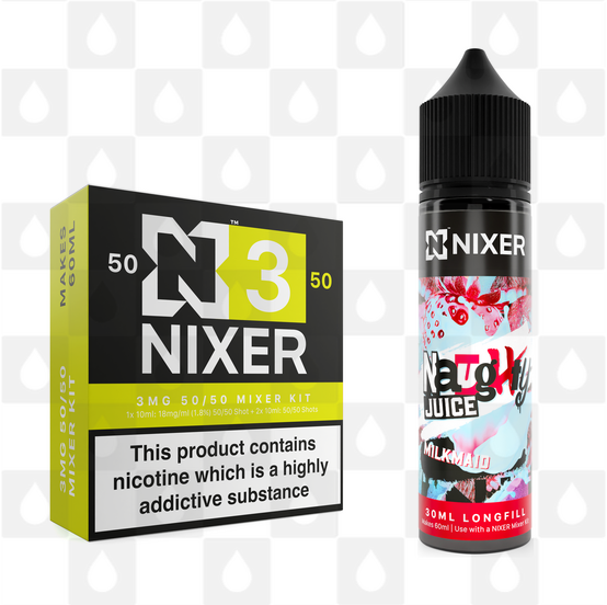 Milkmaid by Naughty Juice x Nixer E Liquid | 60ml Long Fill, Nicotine Type: Regular Nicotine, Strength & Size: 03mg • 60ml • Inc Shots (50/50)