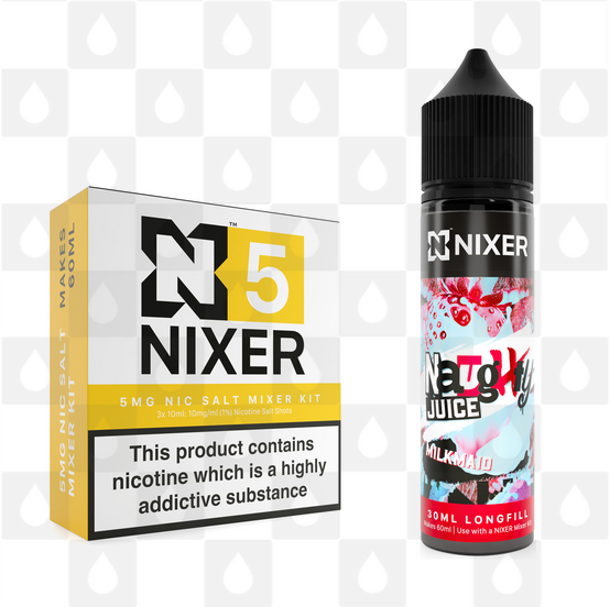 Milkmaid by Naughty Juice x Nixer E Liquid | 60ml Long Fill, Nicotine Type: Nicotine Salt, Strength & Size: 05mg Salt • 60ml • Inc Shots (50/50)