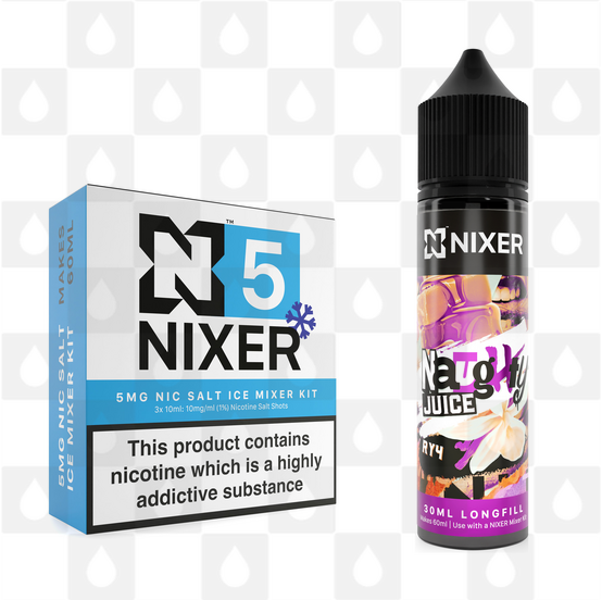 RY4 by Naughty Juice x Nixer E Liquid | 60ml Long Fill, Nicotine Type: Nicotine Salt, Strength & Size: 05mg Ice Salt • 60ml • Inc Shots (50/50)