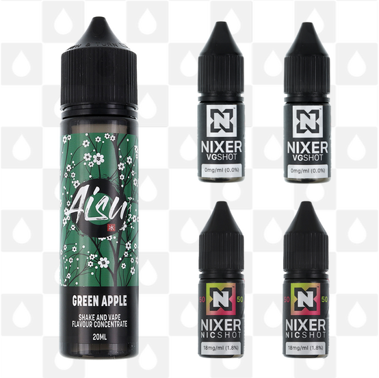 Green Apple | Shake & Vape by Aisu E Liquid | 60ml Long Fill, Nicotine Type: Regular Nicotine, Strength & Size: 06mg • 60ml • Inc Shots (50/50)