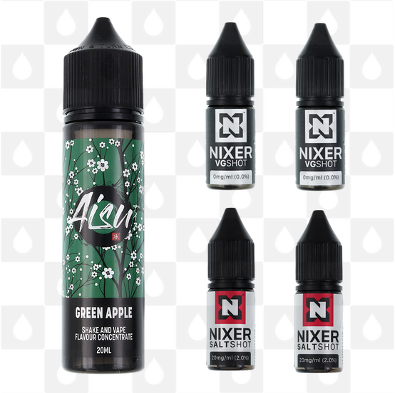Green Apple | Shake & Vape by Aisu E Liquid | 60ml Long Fill, Nicotine Type: Nicotine Salt, Strength & Size: 06mg Salt • 60ml • Inc Shots (50/50)