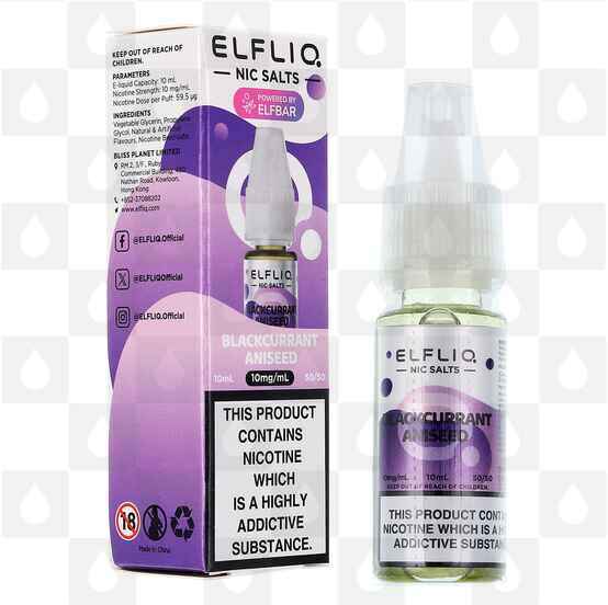 Blackcurrant Aniseed by Elfliq | Elf Bar E Liquid | 10ml Nic Salt, Strength & Size: 10mg • 10ml