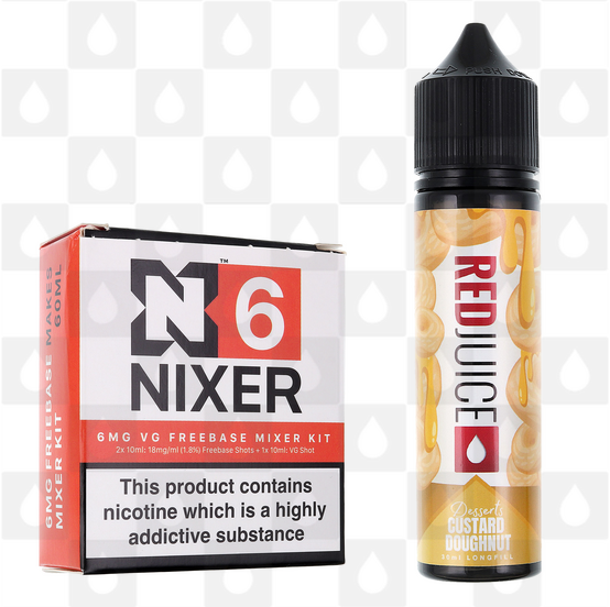 Custard Doughnut | Desserts by RedJuice E Liquid | 60ml Long Fill, Nicotine Type: Regular Nicotine, Strength & Size: 06mg • 60ml • Inc Shots (70/30)